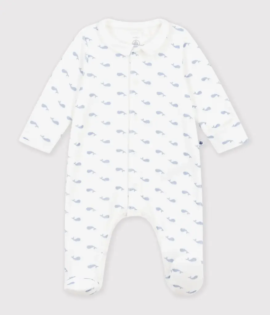 Petit Bateau - Pyjama en velours avec col imprimé baleine