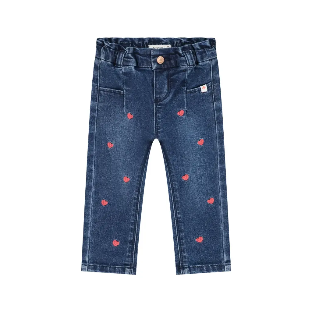 Babyface - Pantalon Jeans Coeurs - Dark Blue - Fille  