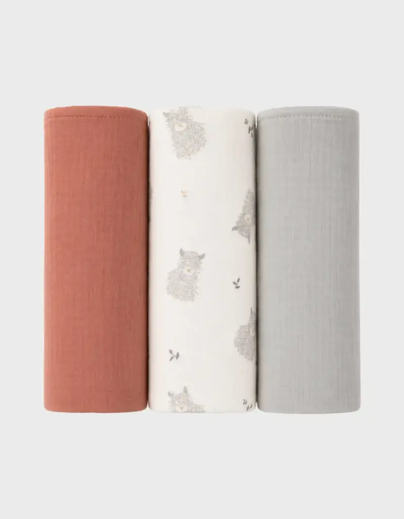 Noukie's - Lot de 3 langes en mousseline bio - 70x70 cm - Fluffy