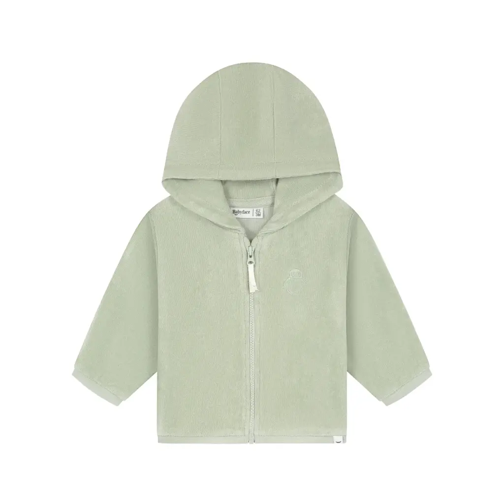 Babyface - Gilet Zippé Velours Pingouins - Pistachio