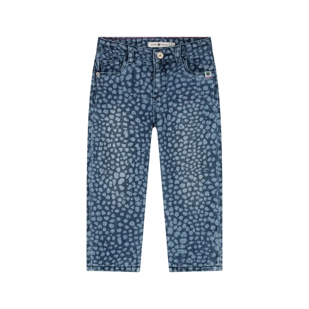 Stains & Stories - Pantalon en Jeans Léopard - Medium Blue Denim - Fille 