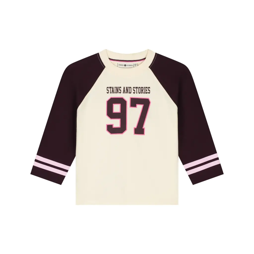 Stains & Stories - t-shirt à longues manches Chiffre - Wine Red - Fille  
