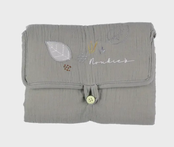 Noukie's - Matelas à langer de voyage en gaze de coton bio - Kaki 