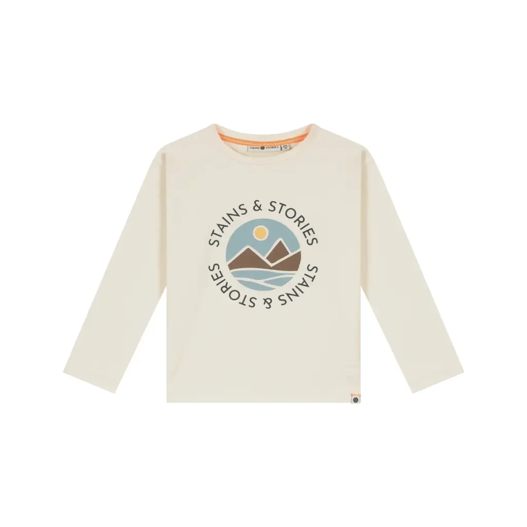 Stains & Stories - T-shirt à manches longues Montagne - Bone - Garçon