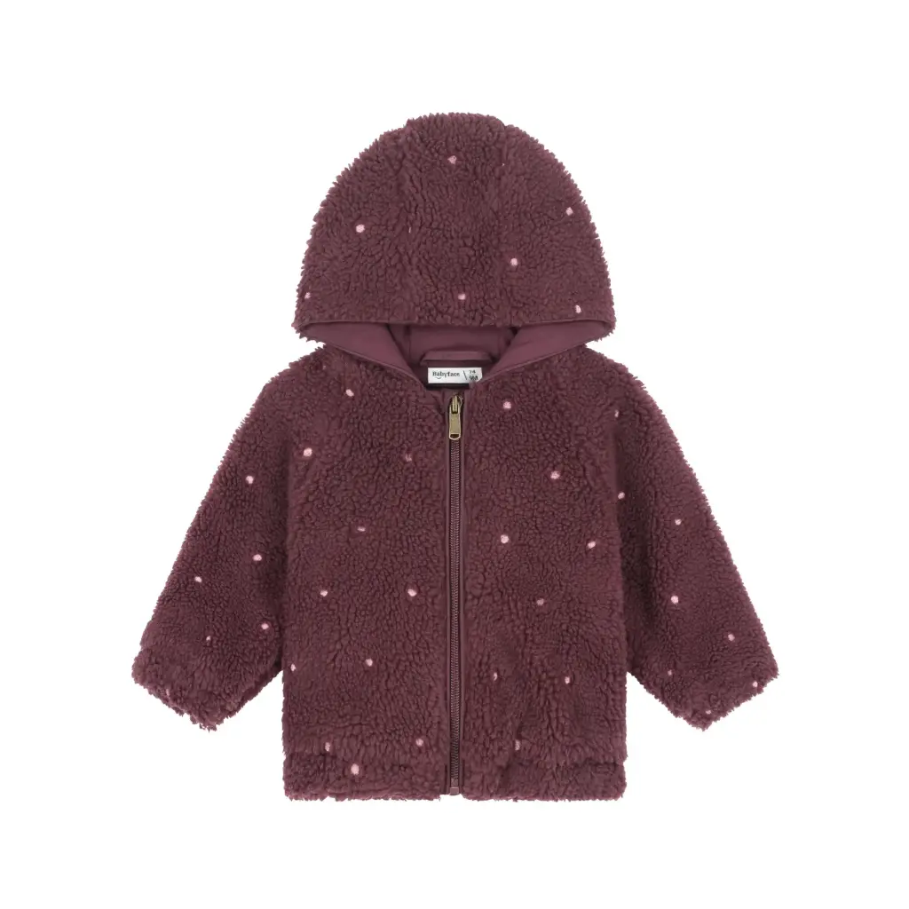 Babyface - Gilet zippé à capuche à pois- Bordeau - Fille