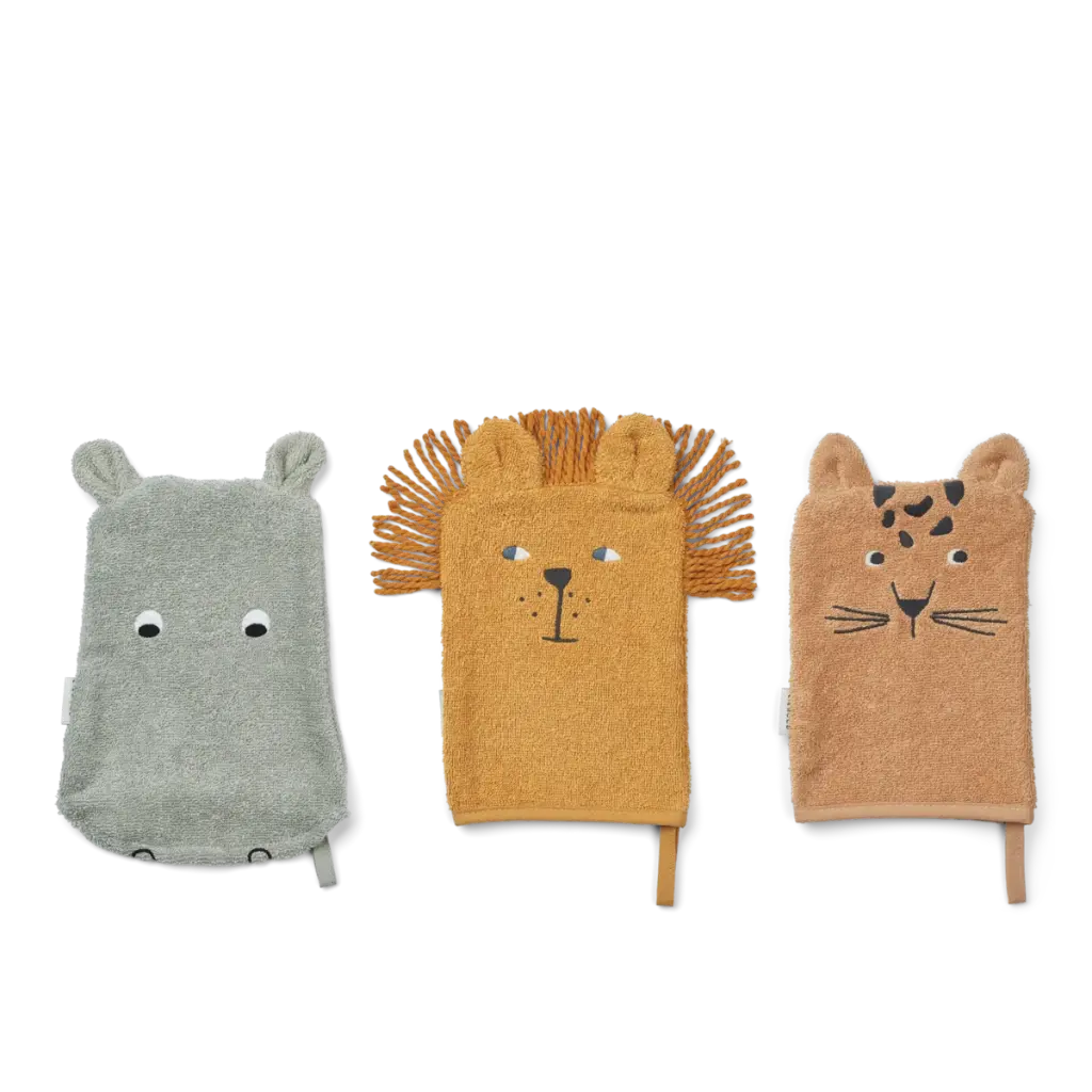 LIEWOOD - Lot de 3 gants de toilette Sylvester - Safari mix