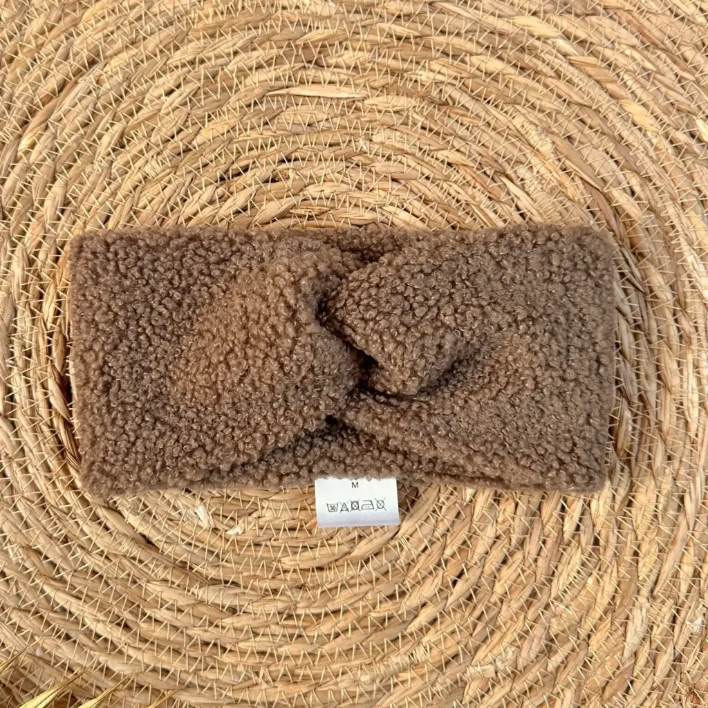 BidiBoo - Bandeau croisé enfant - Bouclette moka