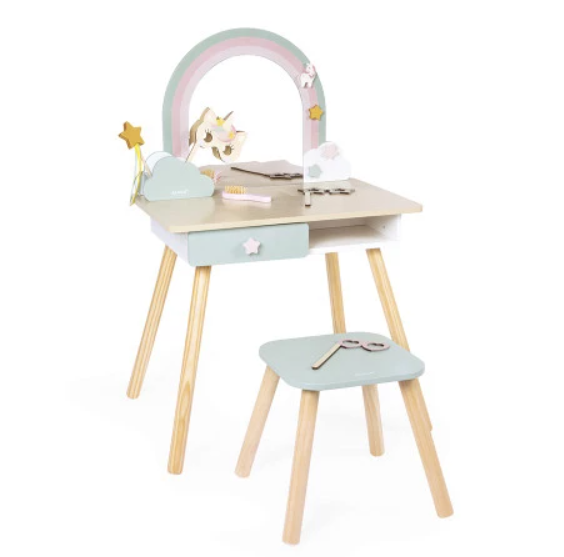 Janod - Coiffeuse en bois et accessoires Licorne - MODELE D'EXPO