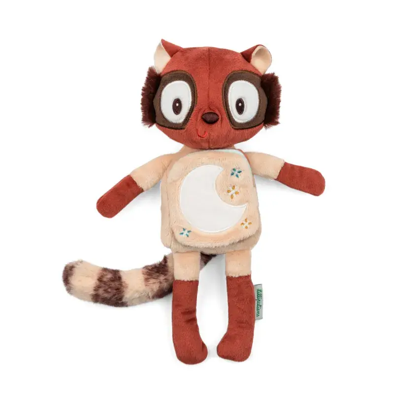 Lilliputiens - Peluche phosphorescente et livre en tissu Elvis le lémurien