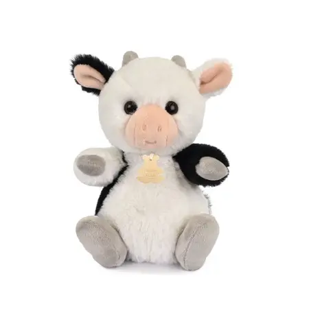 Histoire d'ours - Peluche vache noir et blanche - 20 cm