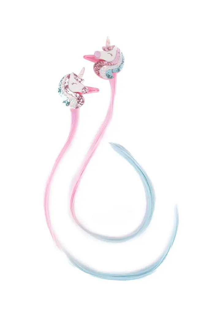 Great Pretenders - Jeu de 2 extensions capillaires à clip motif licorne pastel