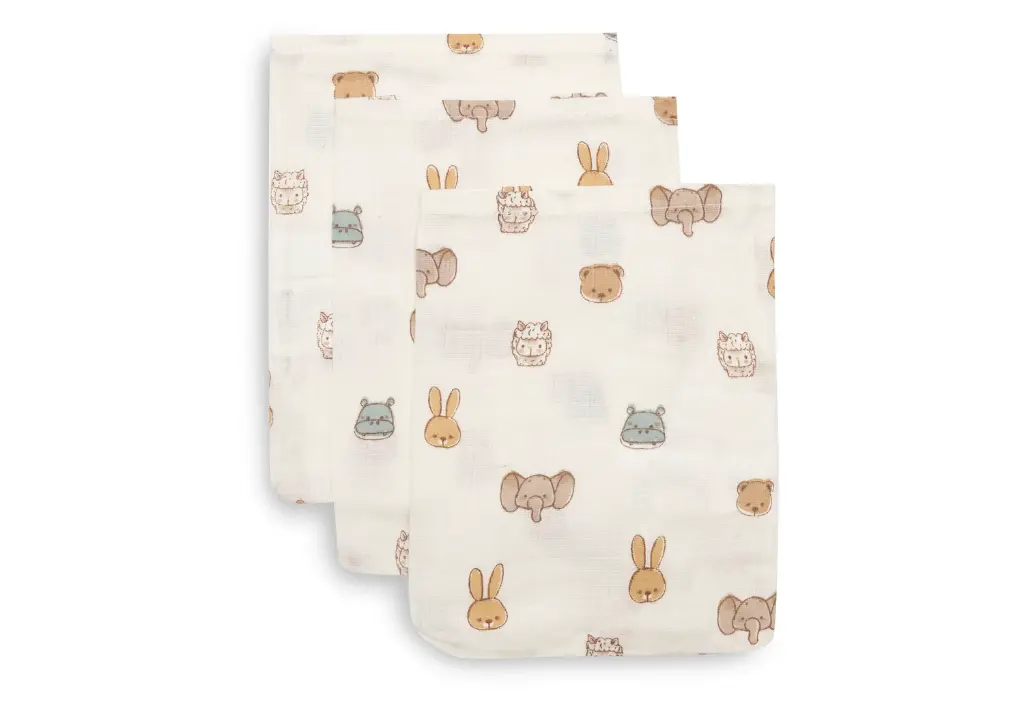 Jollein - Gant de toilette gaze de Coton 15x20cm - 3 Unités