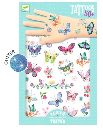 DJECO - Lot de 50 tatouages - Papillons de rêve - 3 ans +