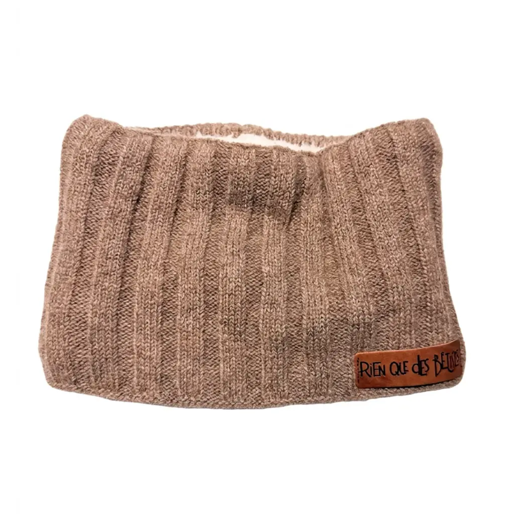 Rien que des Bêtises - Tour de cou enfant en laine doublé teddy - Taupe