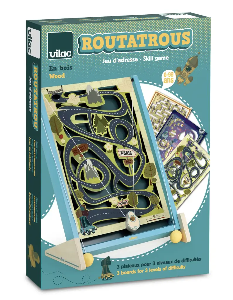 Vilac - Jeu de labyrinthe à ficelles - 3 circuits interchangeables