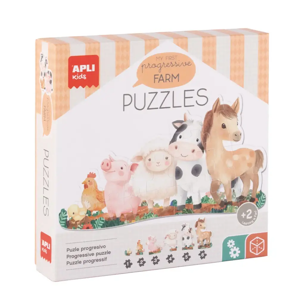 Apli Kids - Puzzle évolutif 12 pièces - Ferme - 2 ans +