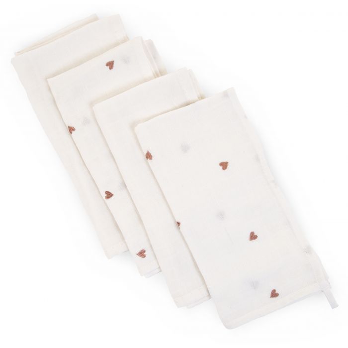 Childhome - Tetra - Set de 4 - Hearts/Ecru