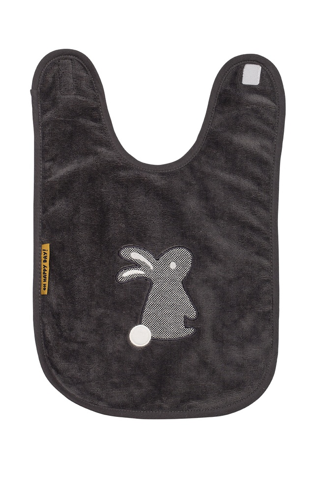 Pericles - Bavoir imperméable à velcro - Large - lapin - Nero