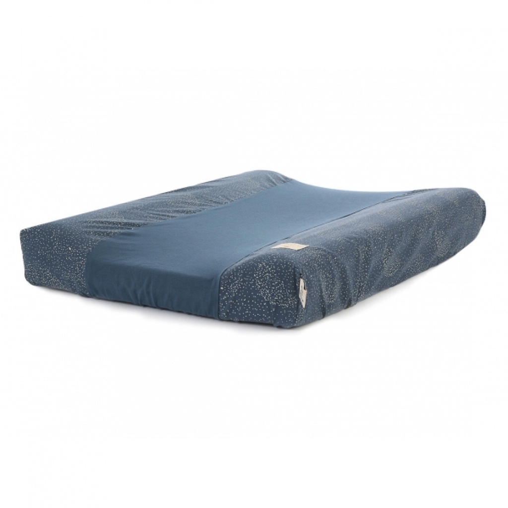 Nobodinoz - Housse de Matelas à Langer - 70X50 - Gold Bubble/Night Blue