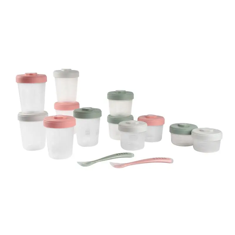 Béaba - Pack premier repas - Eucalyptus/Rose/Gris