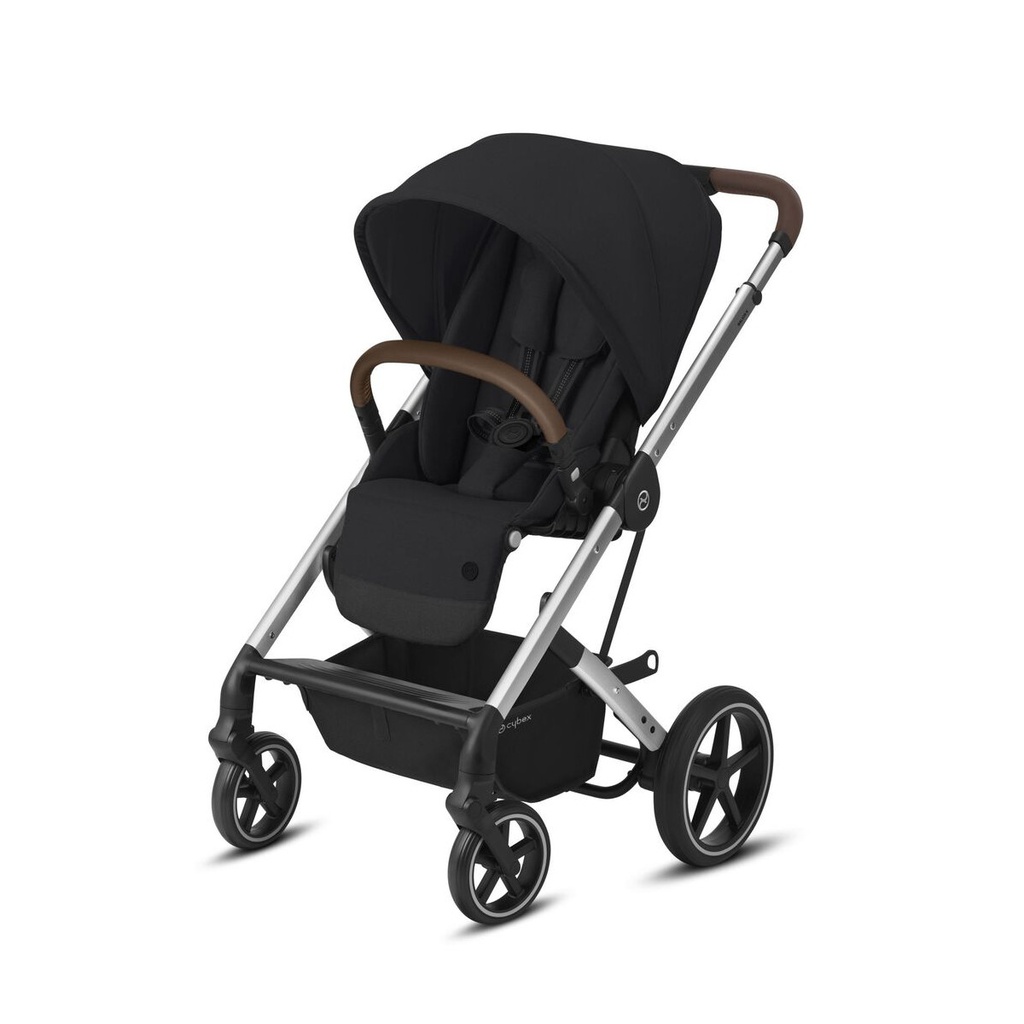 Cybex - BALIOS S LUX châssis chrome - Deep Black - Poignée en Cuir Brun - New