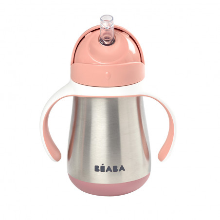 Béaba - Tasse avec Paille en Inox 250 ml - Old Pink