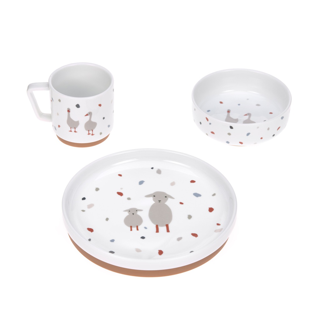 Lässig - Coffret repas en porcelaine - Tiny Farmer Mouton & Oie