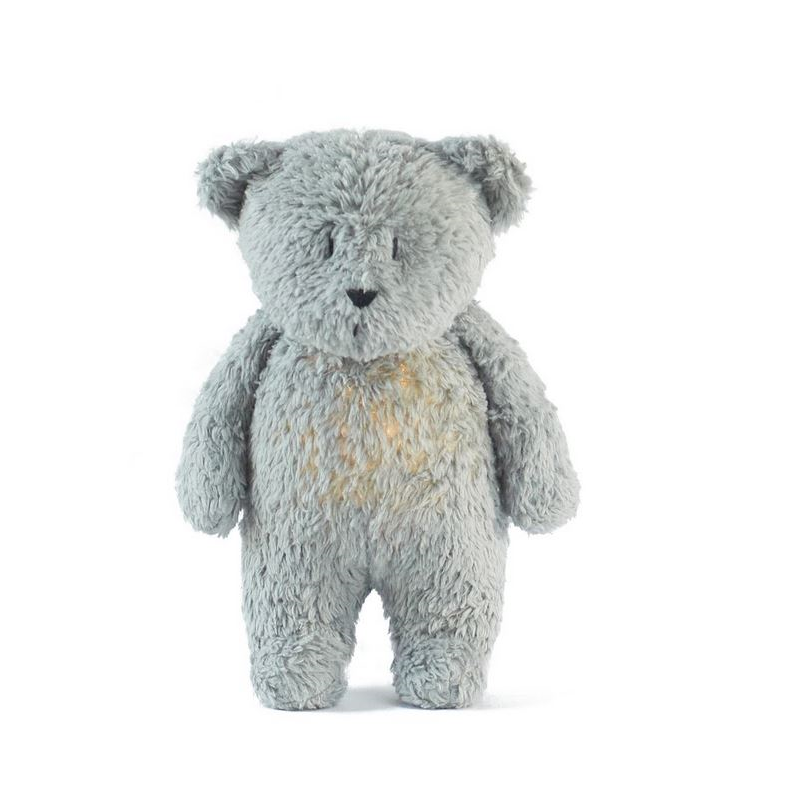 Moonie - Peluche veilleuse musicale - Ourson en coton BIO - Gris