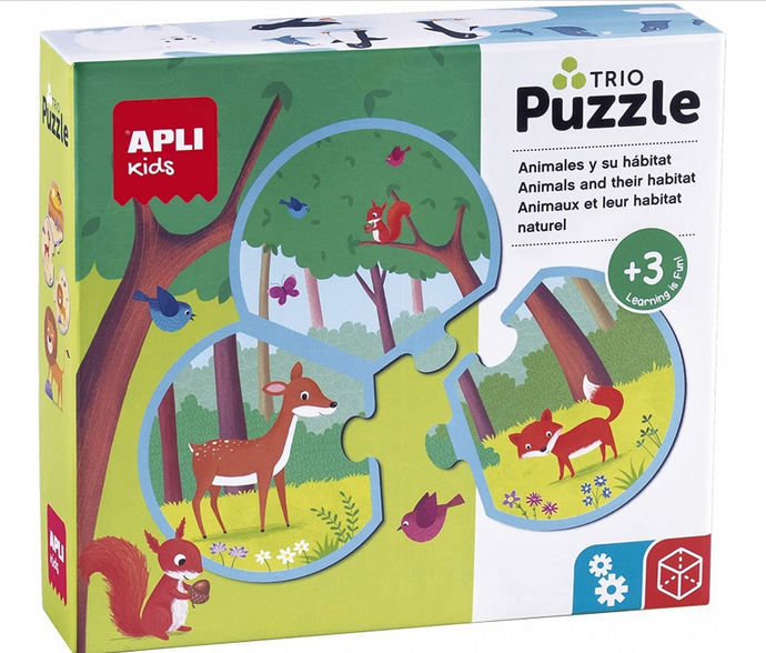 Apli - Puzzle trio - Les animaux et leur habitat
