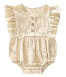 Little Indians - Barboteuse Ruffle Onesie - Ecru