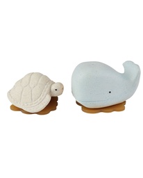 Hevea Planet - Set de 2 jouets de bain - Baleine et tortue - Bleu / Ecru