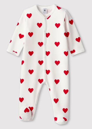 Petit bateau - pyjama avec pieds - Dors bien - Coeurs