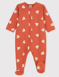 Petit bateau - Pyjama en molleton - Dors bien bébé - Orange - Coeur