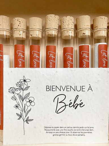 Minimou - Souhaits en tube avec papier ensemencé - Bienvenue à bébé