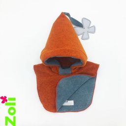 Zoli - Capuchon bébé polaire - 6-24 mois - Orange/bleu foncé