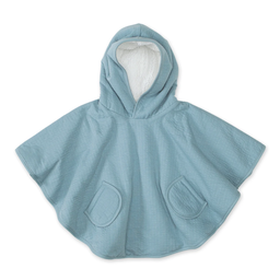 [383CADUM65HU] Bemini - Poncho de Voyage 9/36m Tetra jersey + Teddy - Bleu Minéral