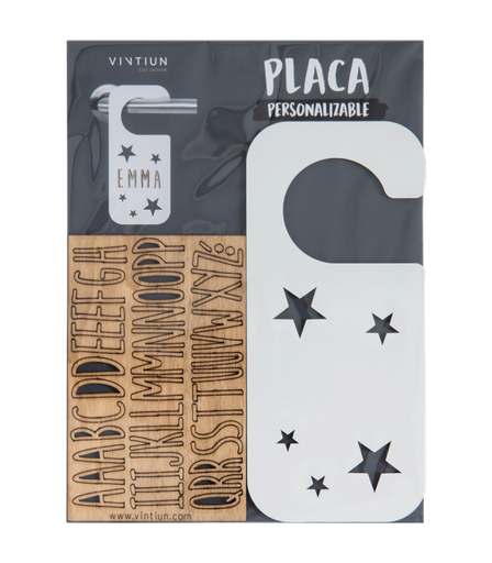 Vintiun - Plaque personnalisable - Étoiles / blanc