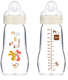 Mam - Biberon en verre 260ml - Feel Good - Beige