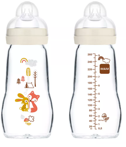 Mam - Biberon en verre 260ml - Feel Good - Beige