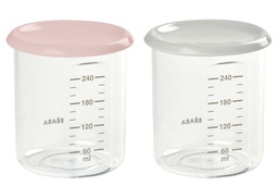 Béaba - Lot de 2 Pots de Conservation 240 ml - Rose/Gris