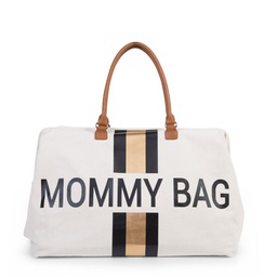 Childhome - Sac à langer Mommy Bag - Ecru Rayures Noir/or