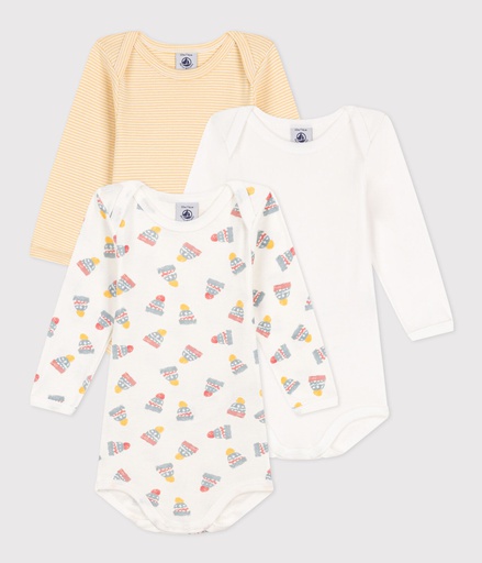 Petit Bateau - Lot de 3 Bodies Manches Longues - Bonnets