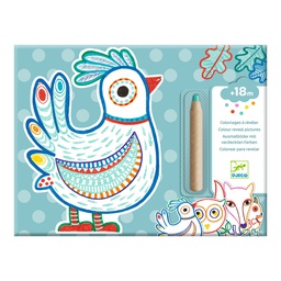 DJECO - Coloriages à révéler poule - 18 mois +