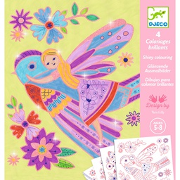 DJECO - Lot de 4 coloriages brillants fées - 5 à 8 ans