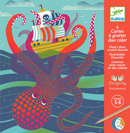 DJECO - 4 cartes à gratter Dessus-Dessous - 5-8 ans [DJ09714]