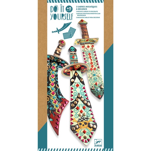 DJECO - Do It Yourself - 3 Sabres Mosaïques À Décorer - 5 ans +