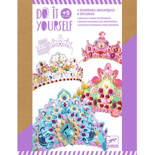 DJECO - Do It Yourself - 4 Diadèmes Mosaïques À Décorer - 5 ans +