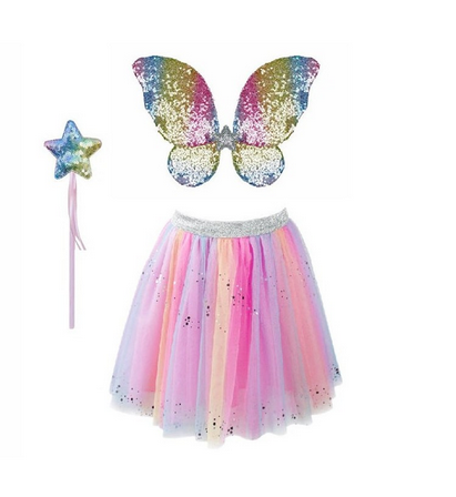 Great Pretenders - Ensemble jupe, ailes et baguette Arc-en-Ciel - 4-6 ans
