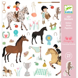 DJECO - Lot de 160 stickers - Chevaux - 4 à 7 ans