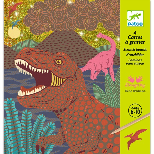DJECO - 4 cartes à gratter - Le Règne des Dinosaures - 6 à 10 ans [DJ09726]